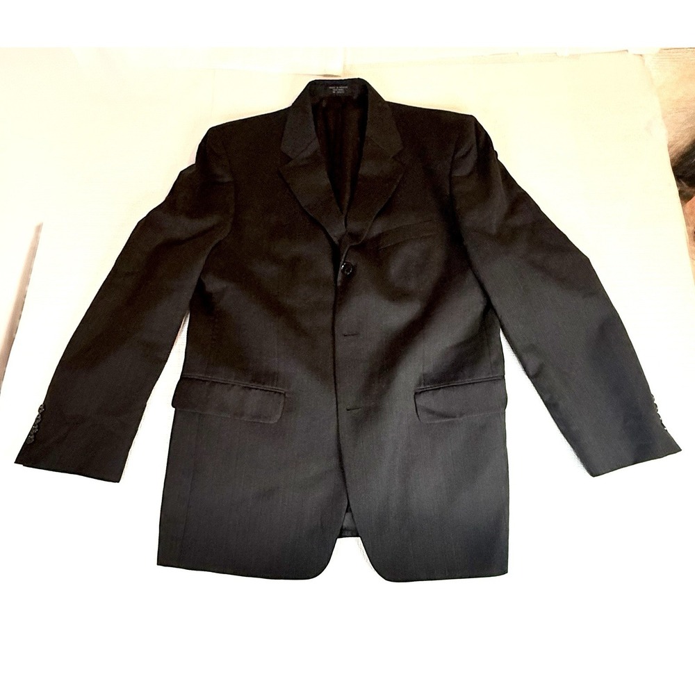 Men's Black Wool Suit Set 40R Jacket 34W Pants Formal Business Career Wear